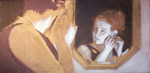 painting1-step1 the initial block-in of black, umber & white