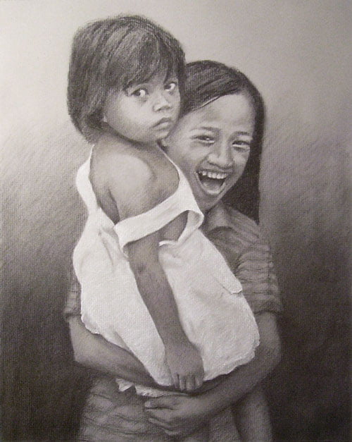 indo05-final the finished drawing - Two Indonesian Children